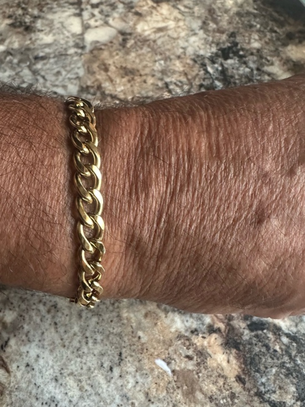 18K Gold Chain Bracelet 7mm waterproof non tarnish 8.5”